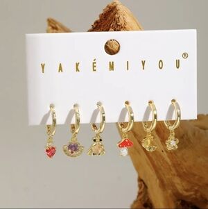 Alice In Wonderland 14K Gold Plated Gemstone Huggie Hoop Earrings